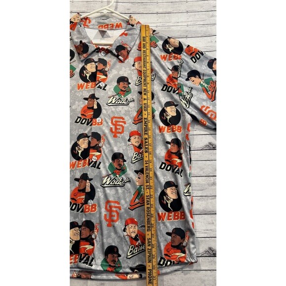 San Francisco Giants Mens Bobblehead Floral Hawaiian Shirt Sz XL Gray Big Head - Picture 8 of 15